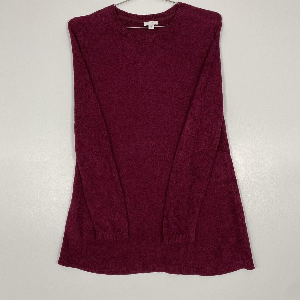 J Jill Sweater Womens Medium Red Textured Knit Long Sleeve Tunic Top Pullover